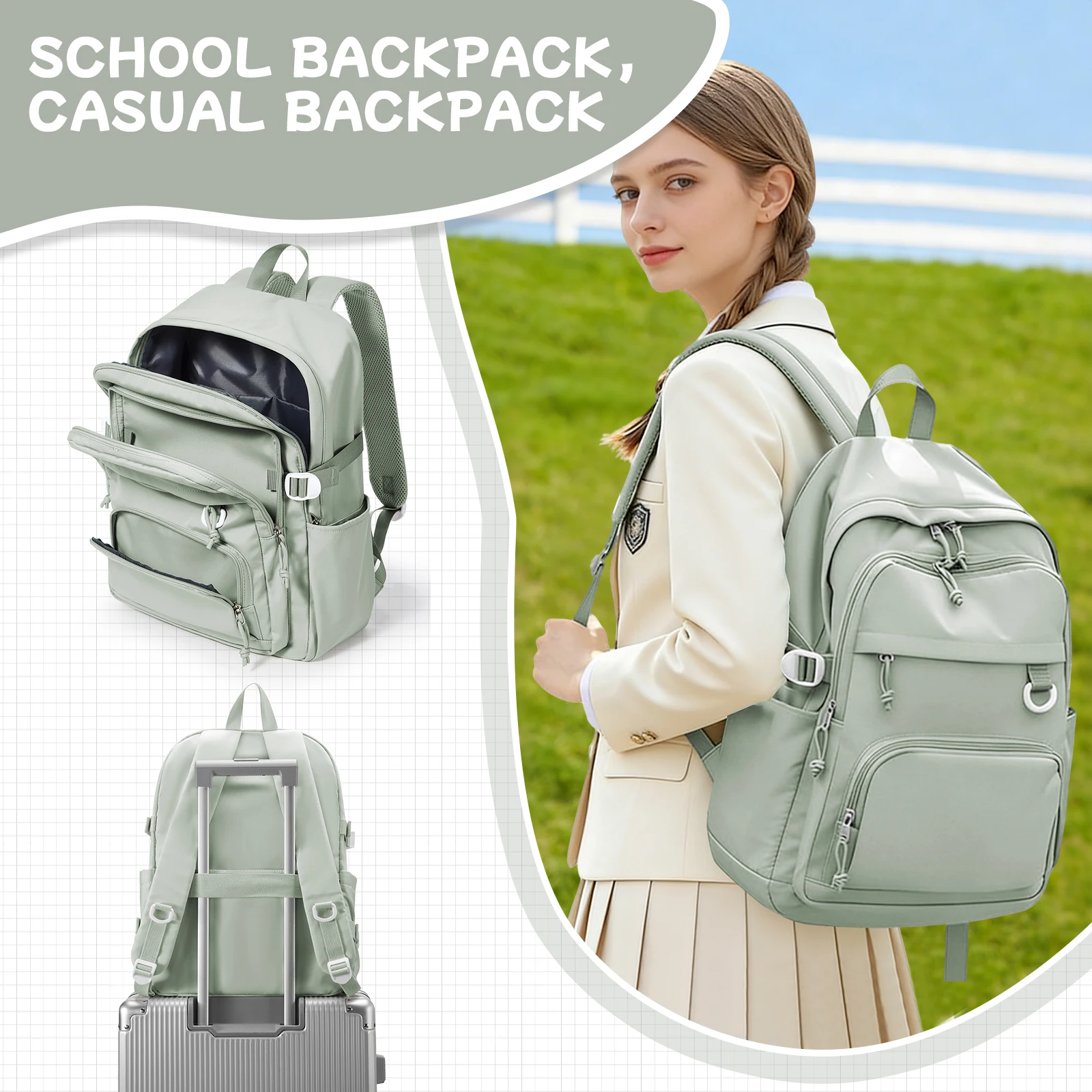 Junior & High School Student Backpack, Large Capacity School Backpack for Boys Girls, Students Outdoor Travel Soft Computer Bag