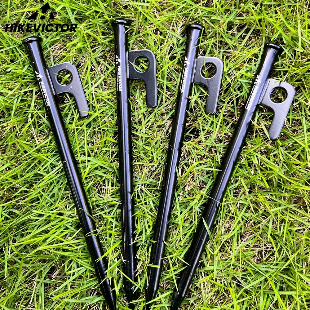 Tent Pegs Hikevictor 4Pcs/8 Inch Outdoor Heavy Duty Steel Stakes for Camping Canopy Awning Camping Ground