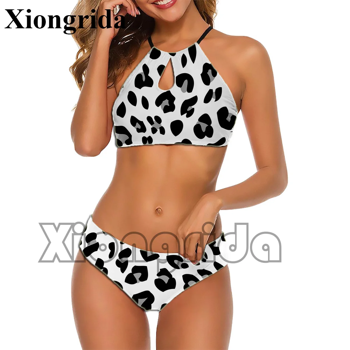 

Sexy Leopard Print Swimsuit Women 2 Pieces Bikinis Slim Halter Swimwear Backless Slim Beach Clothes for Holidays XS-2XL