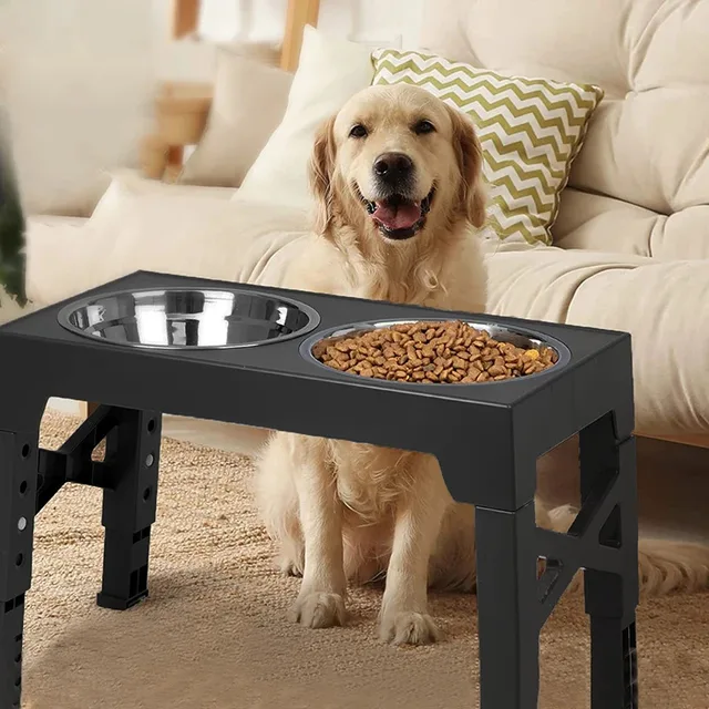 Dog Feeder Stand Elevated Adjustable, Stainless Steel Bowls Double, Raised Food Water Bowls for Small Medium Large Dogs Dog Feeder Stand Elevated Adjustable, Stainless Steel Bowls Double, Raised Food Water Bowls for Small Medium Large Dogs
