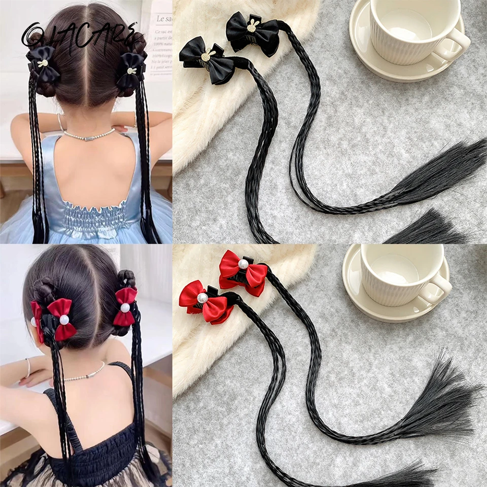 Synthetic Hair Bow Clip for Kids and Baby Girls