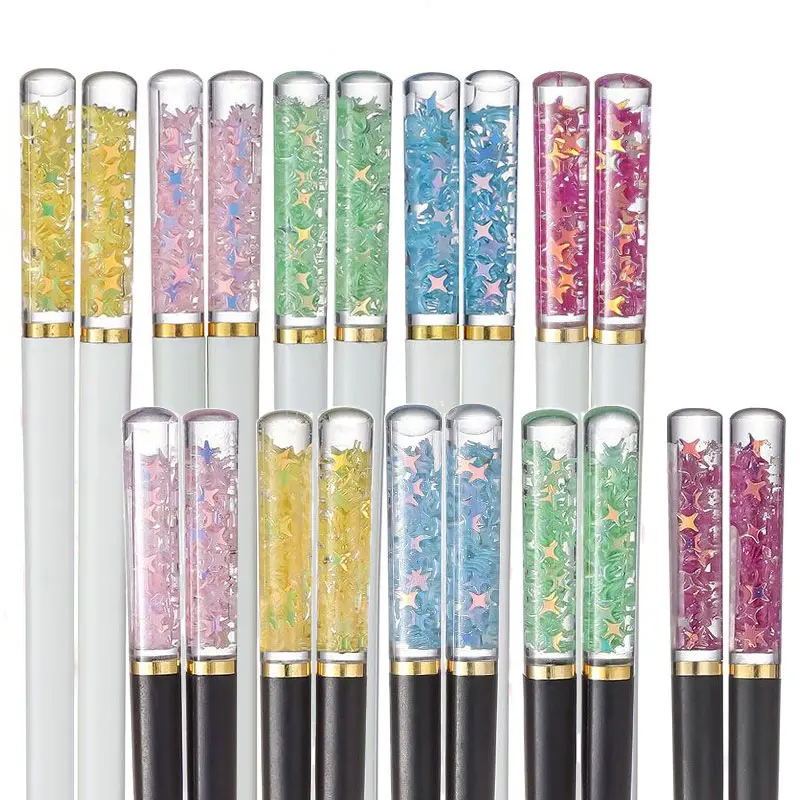 

10 Pairs Chopsticks Star Pattern Chopsticks 24cm Luxury Sushi Sticks Food Grade Plastic Chopsticks Set Non-slip Food Sticks