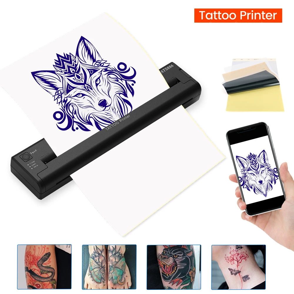 

ATS886 Tattoo Stencil Transfer Printer Machine Portable Thermal Stencil Mobile Wireless Maker Line Photo Drawing Printing Copier