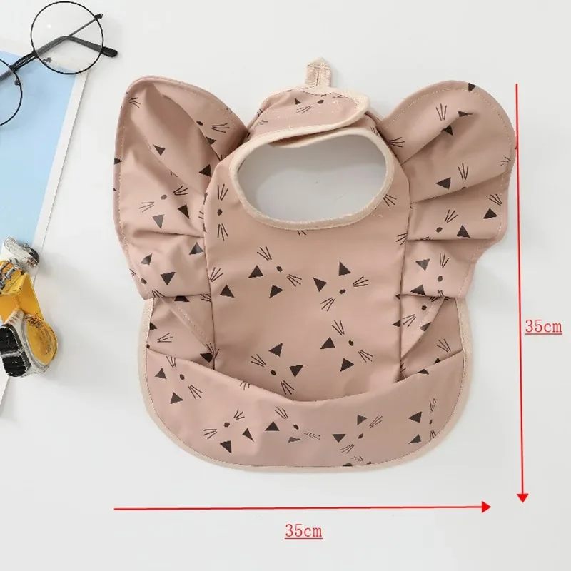 Waterproof Baby Bibs Cartoon Girl Boy Infant Meals Bib Anti-dirty Saliva Bibs with Angel Wings Baby Feeding Stuff Children Smock 6