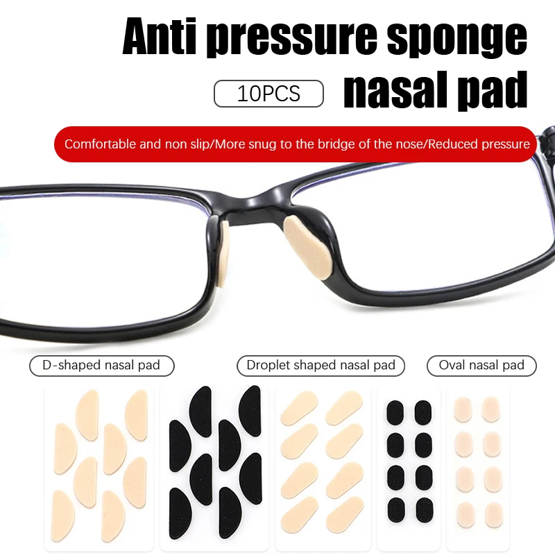 

10Sheets Eyeglasses Nose Pads Soft EVA Sponge Glasses Frame Anti Slip Nose Patch Self-adhesive Nosepads Eyeglass Accessory