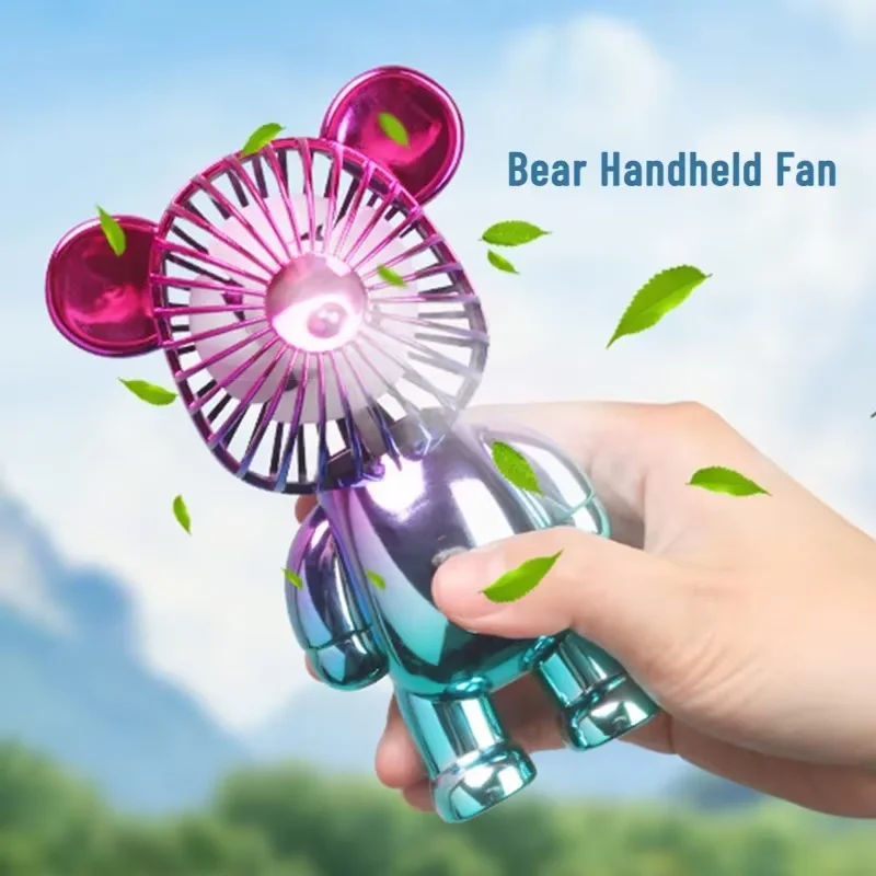 Mini Bear Fan Portable Fan USB Rechargeable 3 Speed Modes Mini Desktop Air Cooler Cooling Travel Hand Fans for Office Workers 2