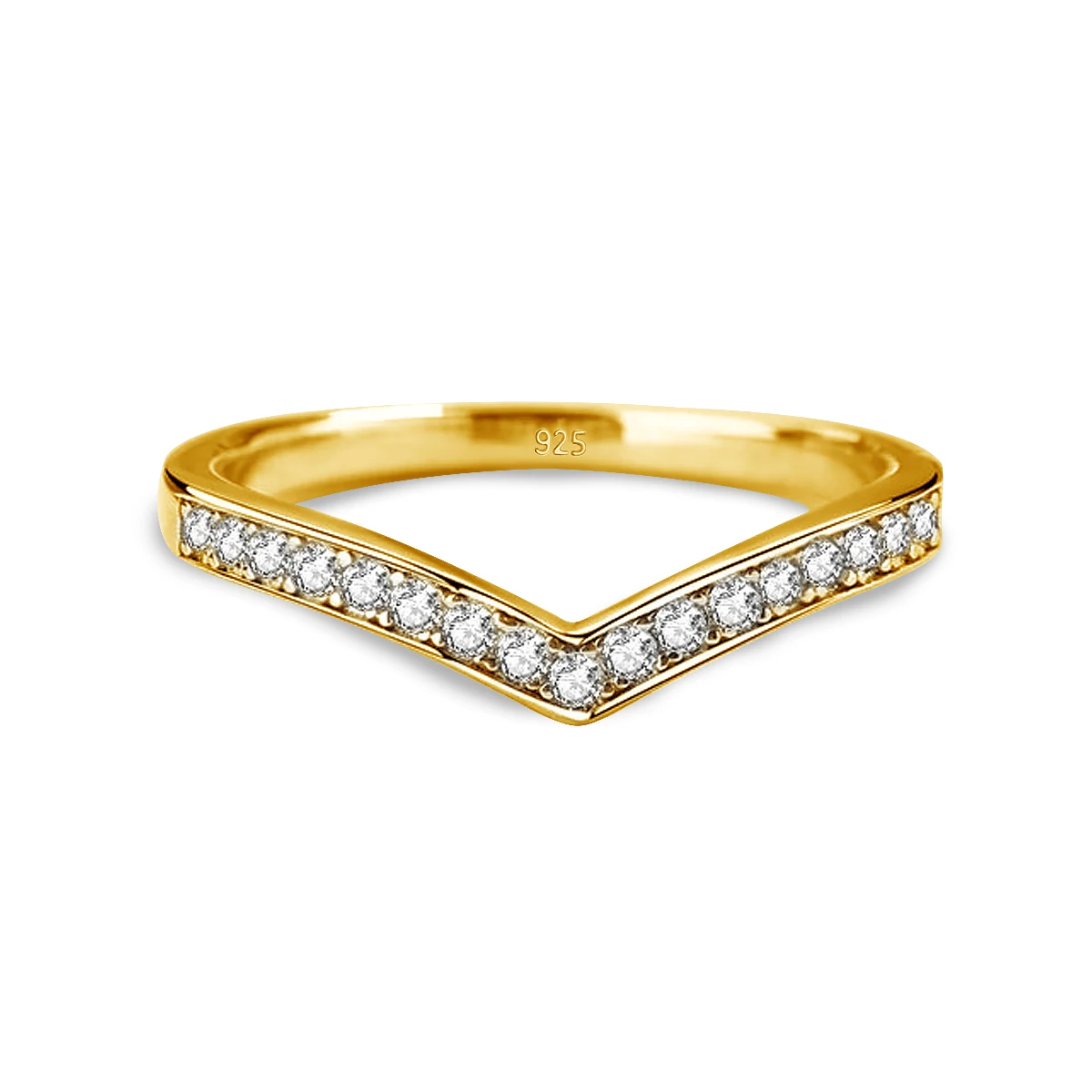 

100% 925 Sterling Silver Woman Rings Simple Sparking Created Moissanite Gemstone Party Fine Jewelry Gift Female V Shape