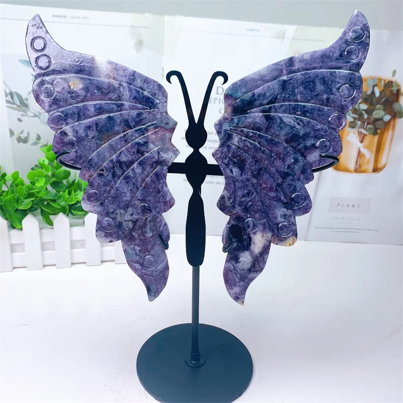 

Natural Fluorite Butterfly Wing Carving Hand Polished Reiki Healing Gift Room Office Fengshui Decoration 1pair