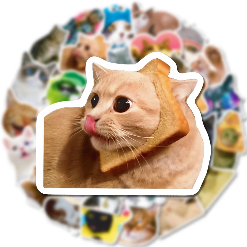 10/30/50pcs Kawaii Cats Stickers Cartoon Funny Animals MEME Decals Kids Toys Laptop Phone Suitcase Stationery Decoration Sticker double compartment pet carrier for cats and small dogs travel suitcase portable 4 wheels carriage fold able cage bag trolley