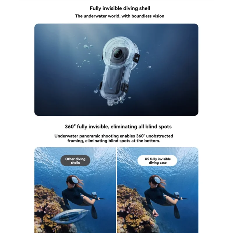 Unsichtbares Tauchgehäuse Für Insta360 X5 – Wasserdicht Bis 60 M, Unterwasser-Fotografie-Hülle Mit Halterung