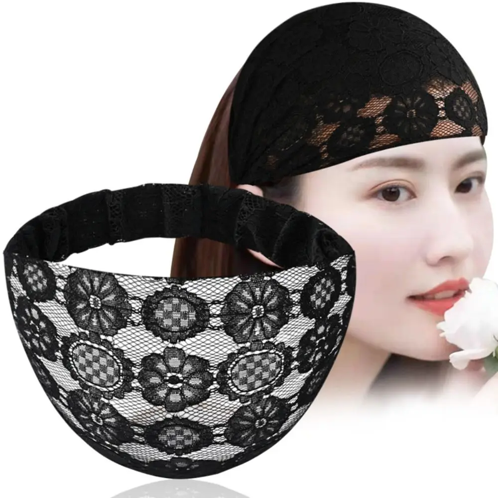 

Повязка на голову с полыми сетчатыми цветами, милый нескользящий ободок для волос, широкая боковая повязка на голову, эластичная детская одежда