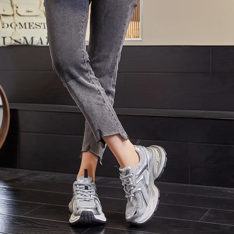 Top quality 2024 New Spring Autmn Thick Soled Women'ssneakers Shoes Breathable Running Shoes Women's Fashion Student Girls Shoes 5