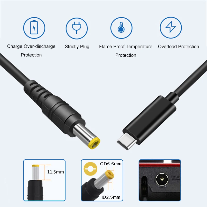 65 ワット 20 V 3A USB タイプ C に DC5525 DC5521 PD 急速充電