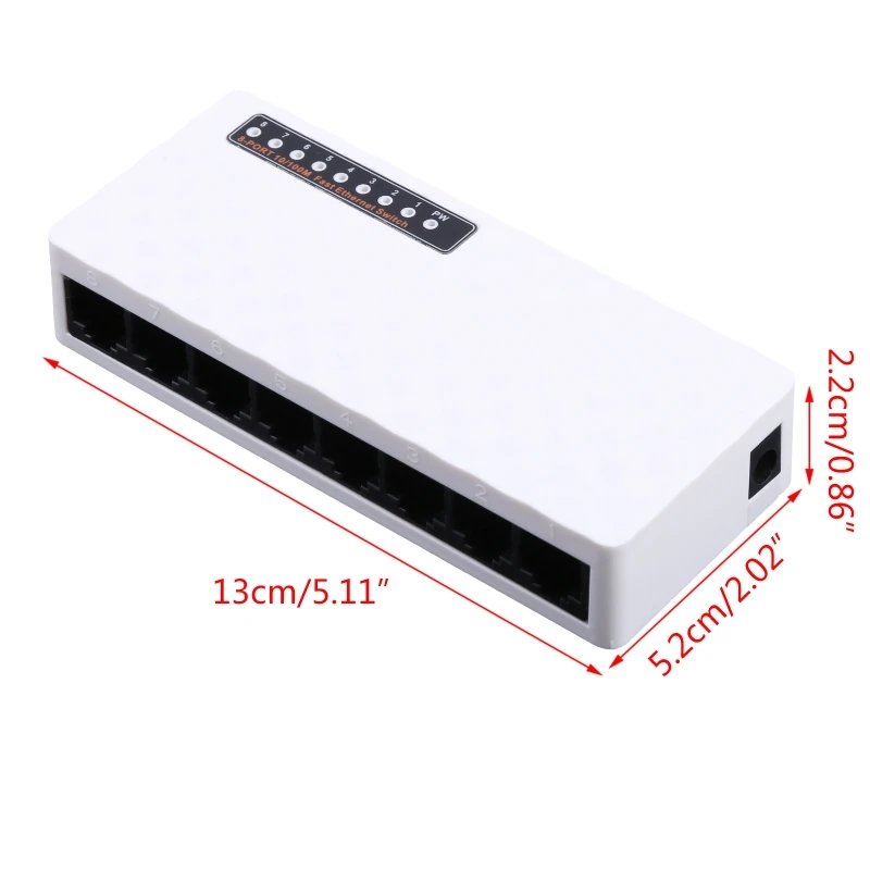 8포트 데스크탑 이더넷 분배기 10/100Mbps 이더넷 네트워크 스위처 어댑터