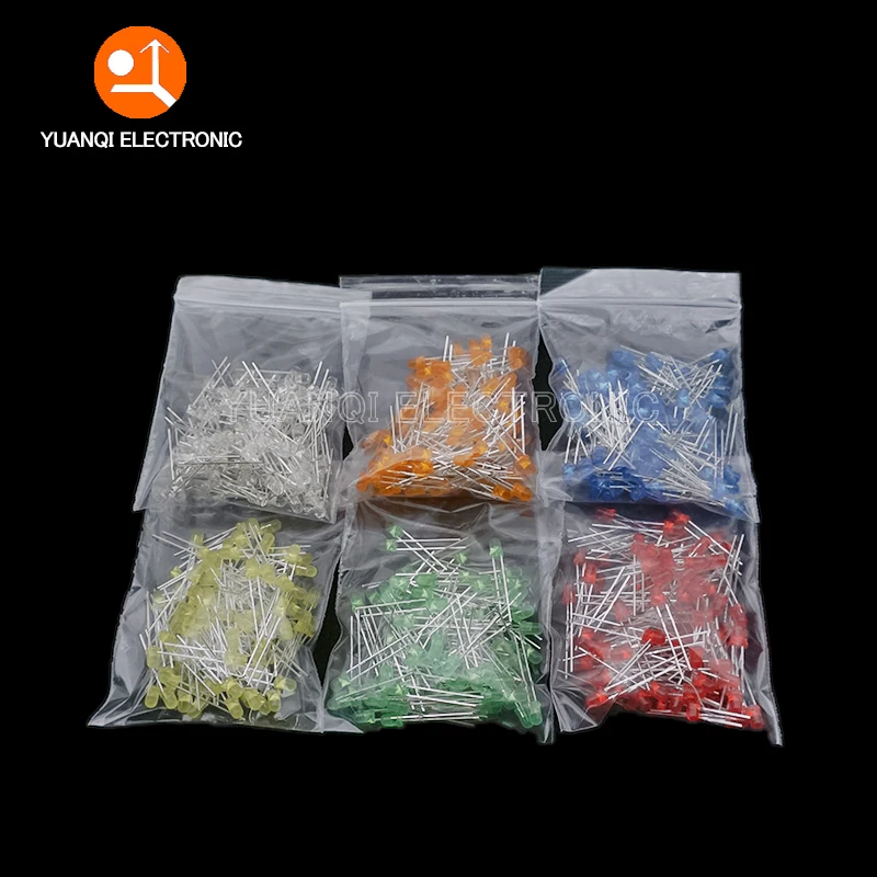 100pcs 3mm LED Diode F3 Assorted Kit White Green Red Blue Yellow Orange Pink Purple Warm DIY Light Emitting | Электронные