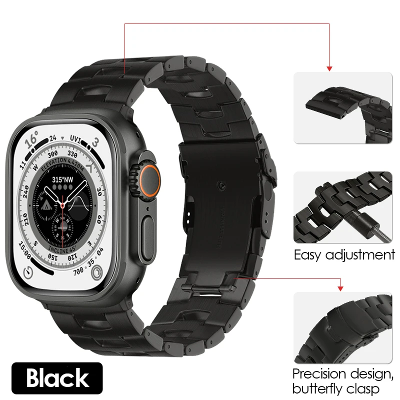 Luxury Titanium Band For Apple Watch Ultra 49mm 45 41 44 38 40 42MM Men Business Strap For iWatch Series 8 7 6 SE 5 4 3 Bracelet