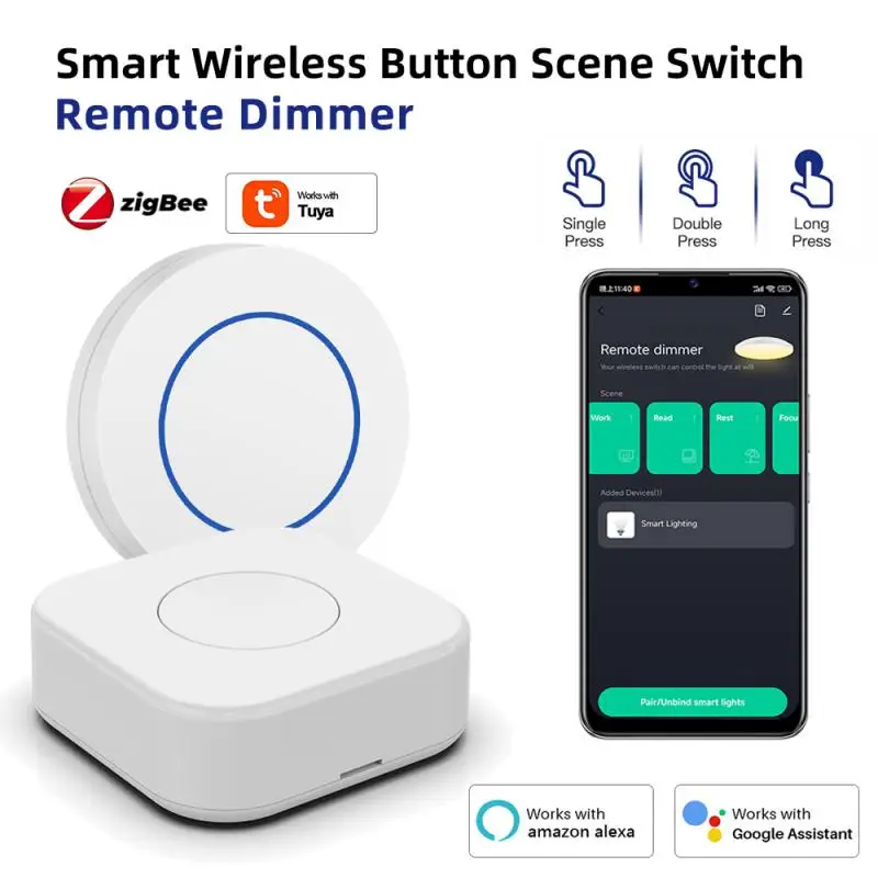 

Tuya ZigBee Smart Button Scene Switch Wireless Remote On Off Key Controller Multi-scene Linkage Switches Smart Automation Device