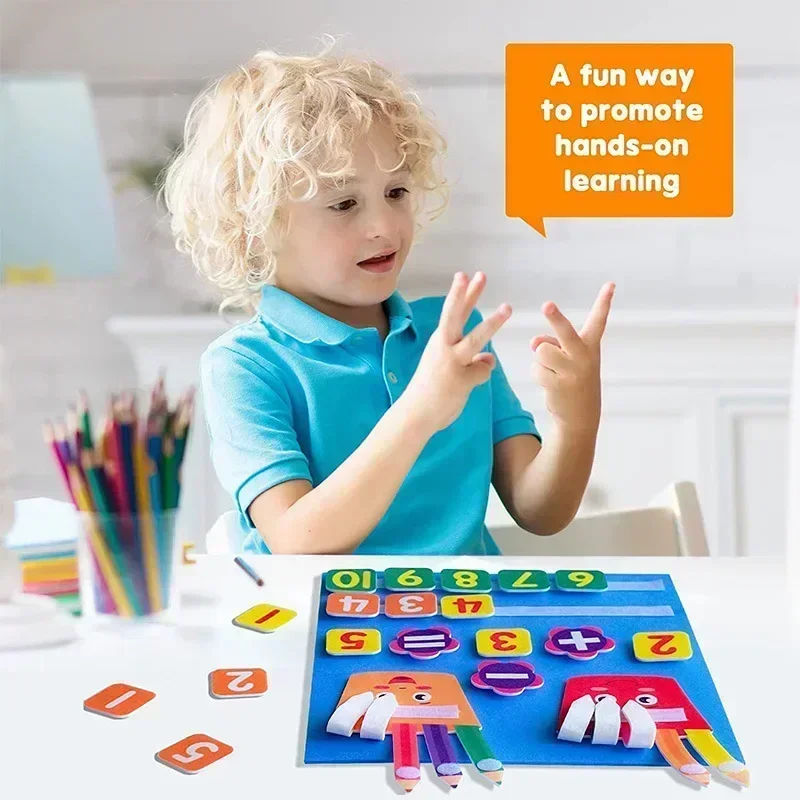 Felt Learning Board Children Educational DIY Toys Addition Subtraction Finger Arithmetic Teaching Enlightenment Board Montessori