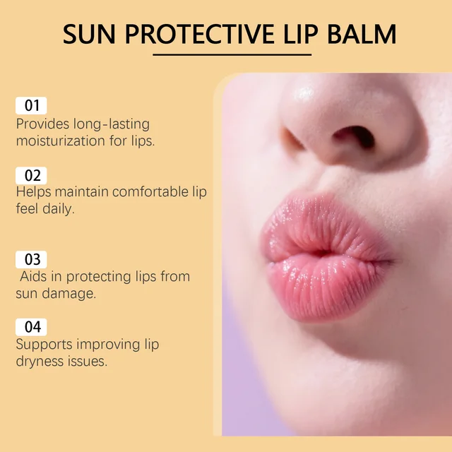 Sun Protective Lip Balm SPF50+ Hydrating Lip Sunblock Fade Lip Lines Nourishing Moisturizing Brighten with Kojic Acid Ceramide