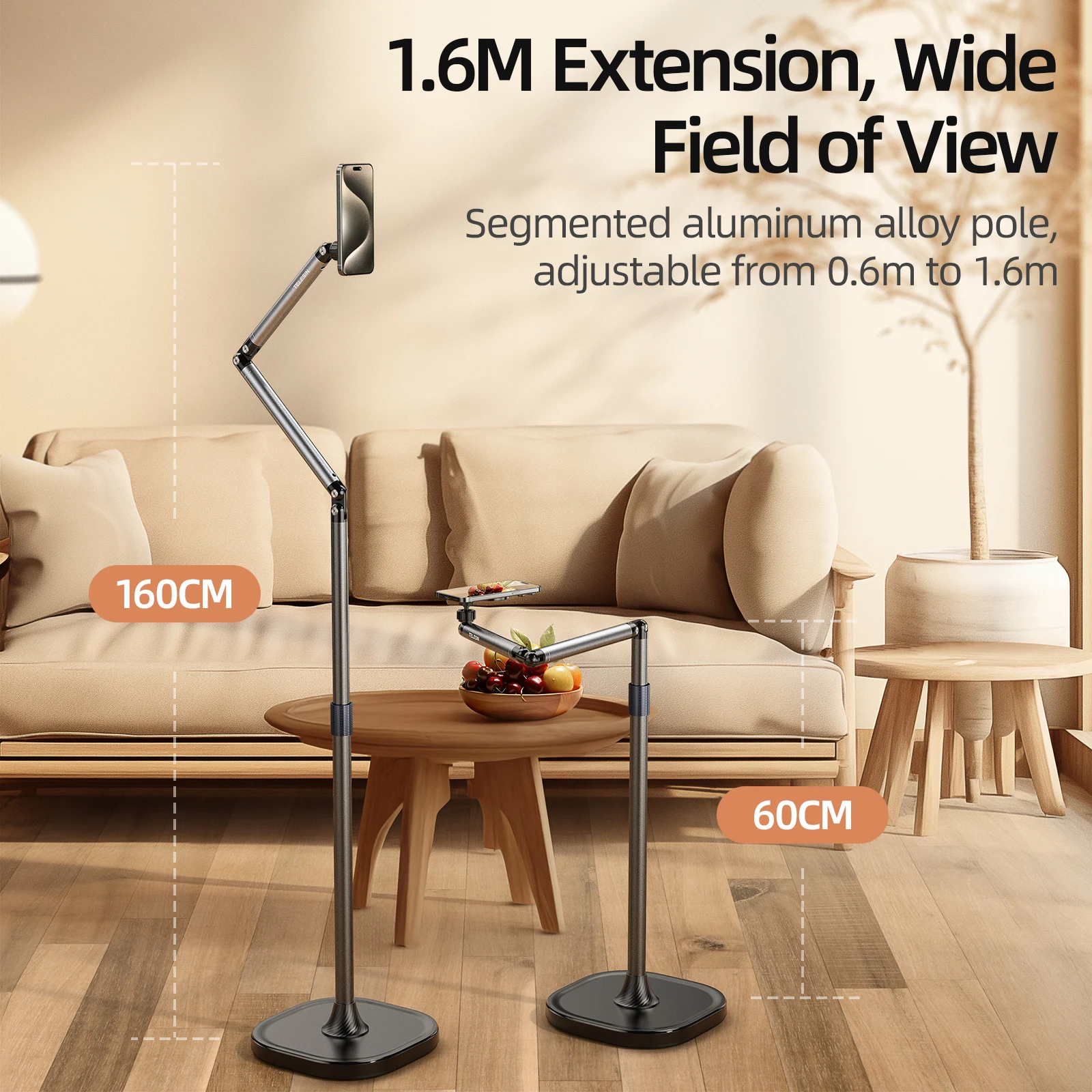 TELESIN Magnetic Mobile Phone Floor Stand Bracket