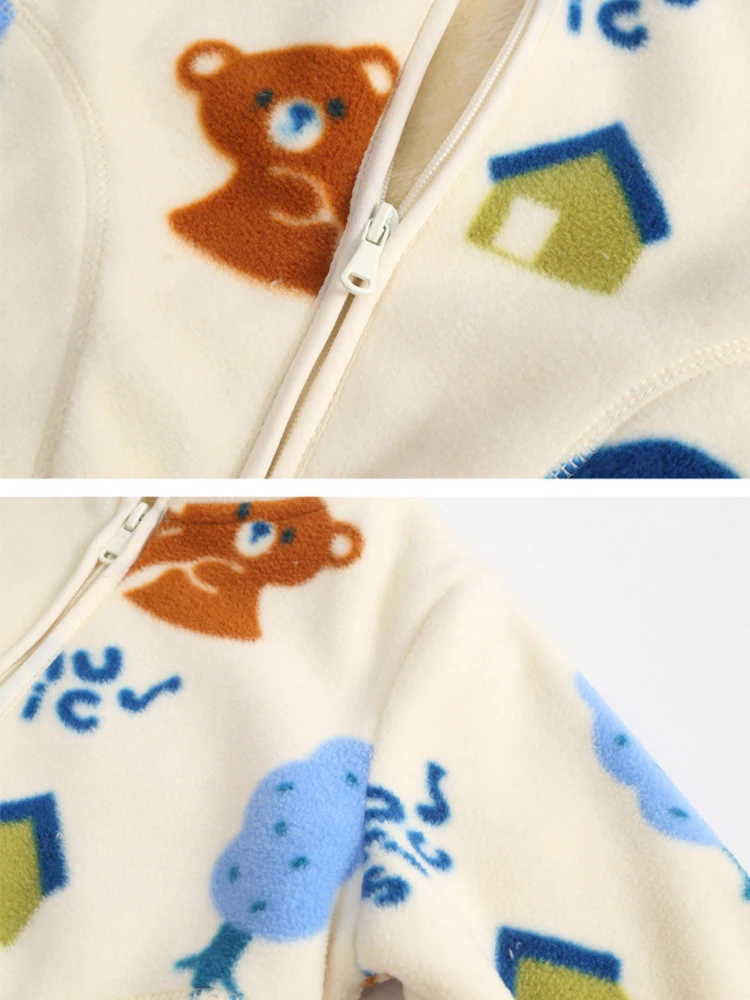 Boys Cartoon Coats Autumn Fashion Children's Clothes 1 to 2 4 6 8 Years Winter Baby Warm Fleece Outerwear Jacket for Girls - 4