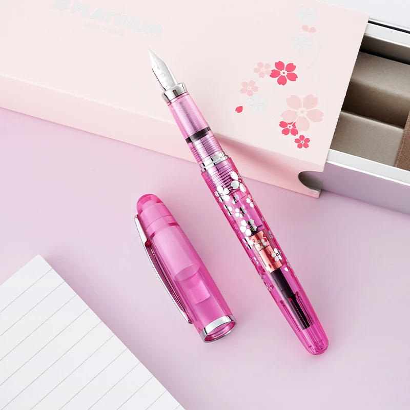 

Original Platinum Pgb-3000a Sakura Limited Edition Demonstration Fountain pen Series Transparent Crystal Pink Writing Gift