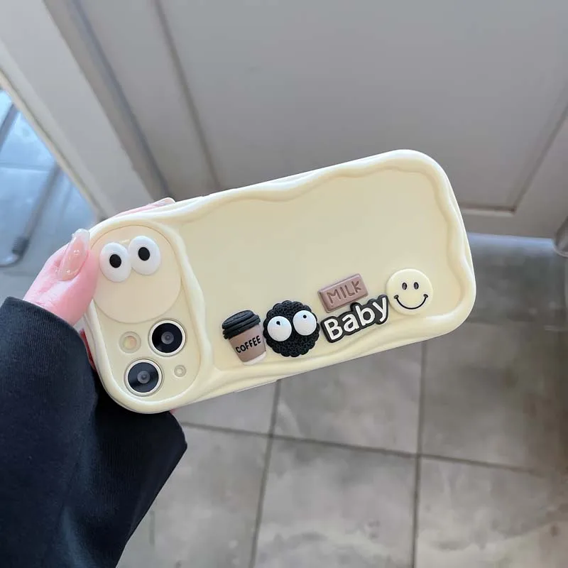 3d Coffee Pattern Protective Phone Case With Hand Strap For Iphone_voghion.com