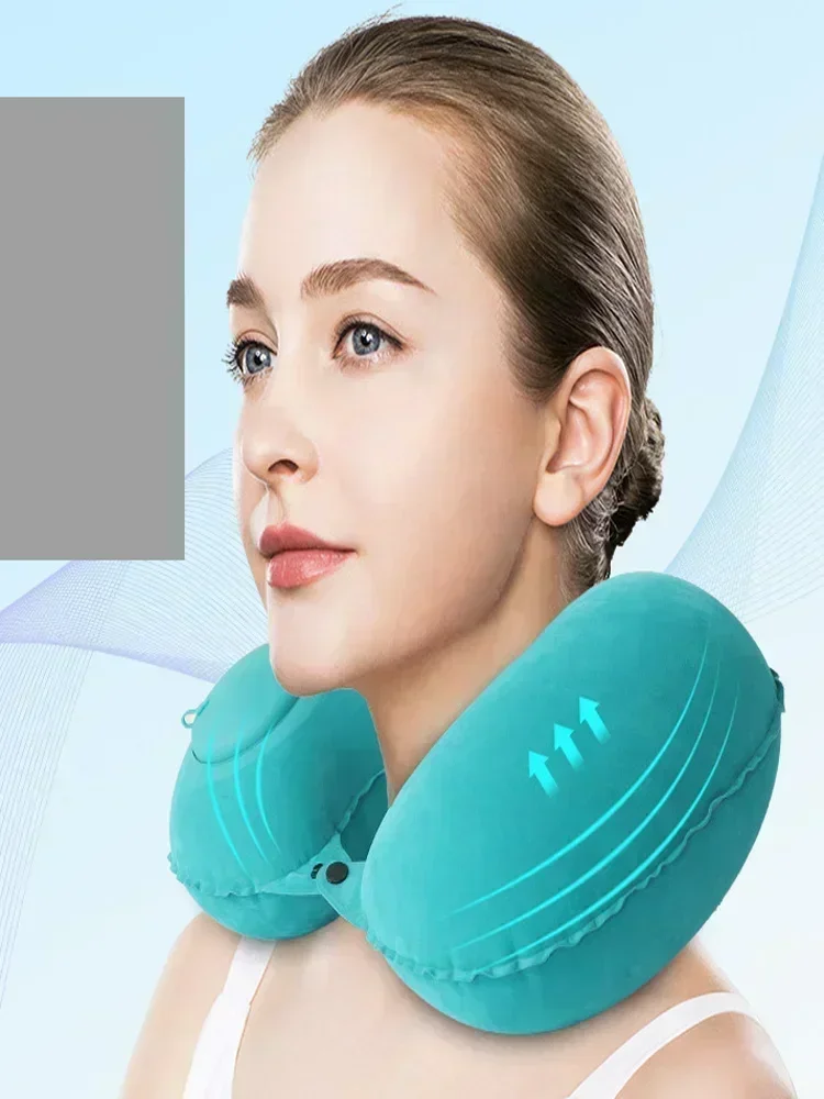 1pc Travel Pillows Airplanes Inflatable Super Light Portable Neck Pillow U-Shape Automatic Inflatable Cervical Vertebr Pillow 6