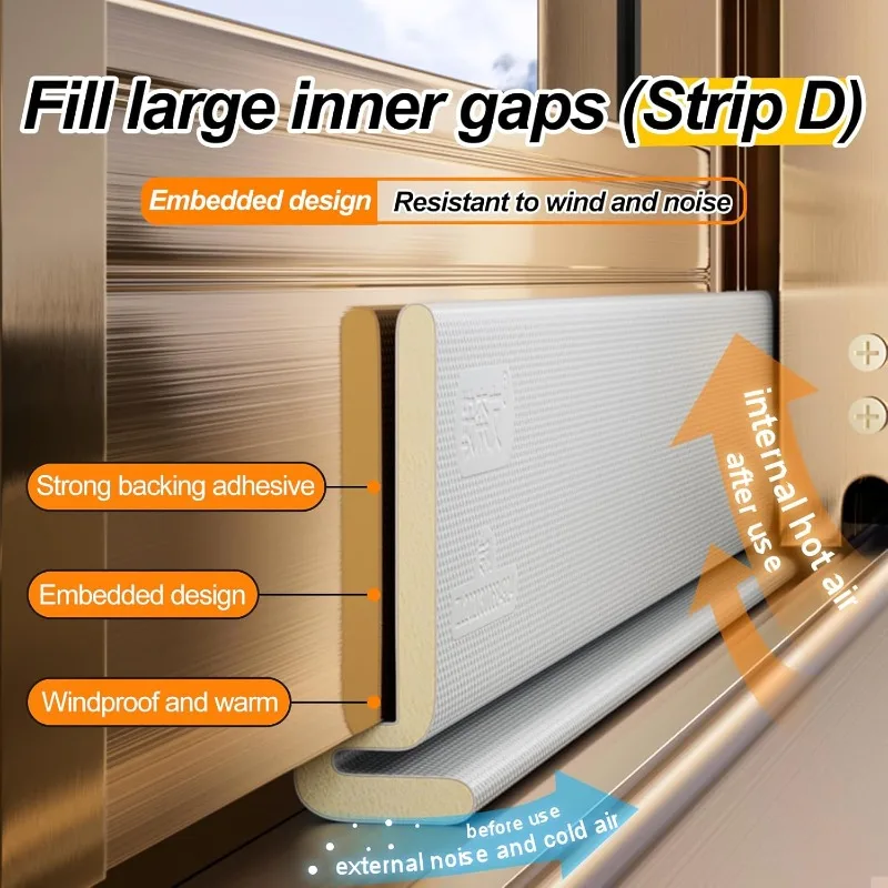 Self-Adhesive Window Seal Strip Set - Windproof, Soundproof, and Dustproof Draft Stopper for Sliding Windows and Doors
