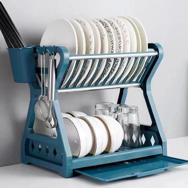 1PCS Metal Kitchen Dish Bowl Drying Rack Extendable Tableware Rack With  Draining Tray Kitchen Tableware Organizer Basket - AliExpress