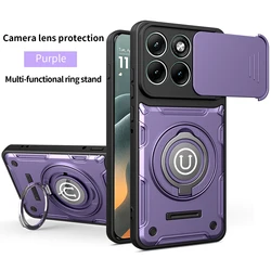 Magnetic Holder Armor Cover with Slide Camera Protection - Motorola Moto G85 (PURPLE)