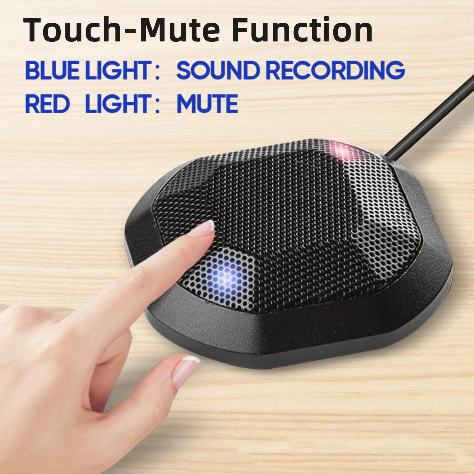 Omnidirectional USB Conference Microphone with Touch Mute and Plug & Play Functionality