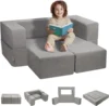 Kids Couch, 4Pcs Modular Kids Play Couch, Toddler Couch Sofa Bed, Kids Chair Seat Playroom Furniture, Child Sectional Sofa 1