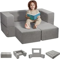 Kids Couch, 4Pcs Modular Kids Play Couch, Toddler Couch Sofa Bed, Kids Chair Seat Playroom Furniture, Child Sectional Sofa 1