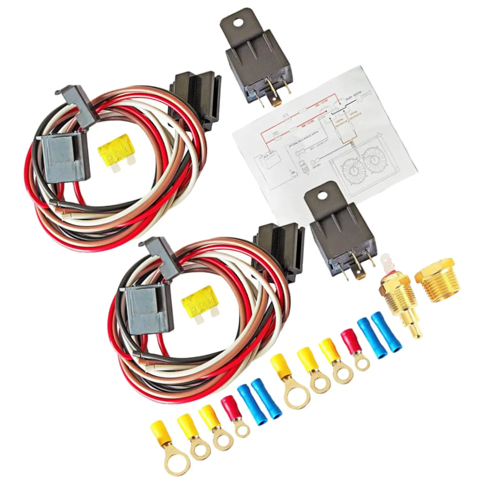 40 Amp Dual Electric Fan radiator Wiring Kit Wiring Relay Kit Automotive Wire  Harness Temperature Switch Easy to Install ACC AliExpress