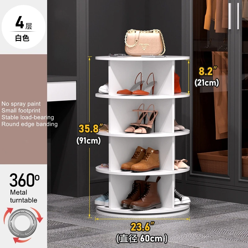 Multi-Tier Shoe Cabinet Storage Rack 360-Degree Rotating Shoe Rack with Mobile Base Handbag Display Stand 360-Degree Rotating Sh
