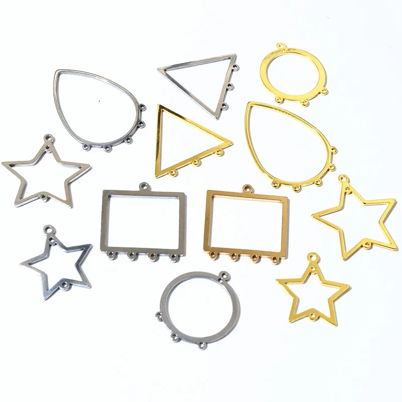 10 Stück Edelstahl Gold Farbe Charms Geometrische Stanz rohlinge DIY Porous Connector Anhänger Halskette Ohrring Zubehör