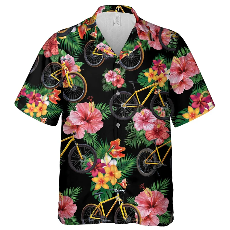 thumbnail image 1 of Camisa hawaiana con estampado 3D para ciclismo, para hombre, con estampado de bicicleta, estilo Aloha, unisex, holgada, con solapa, deportiva, de manga corta, 1 of 5