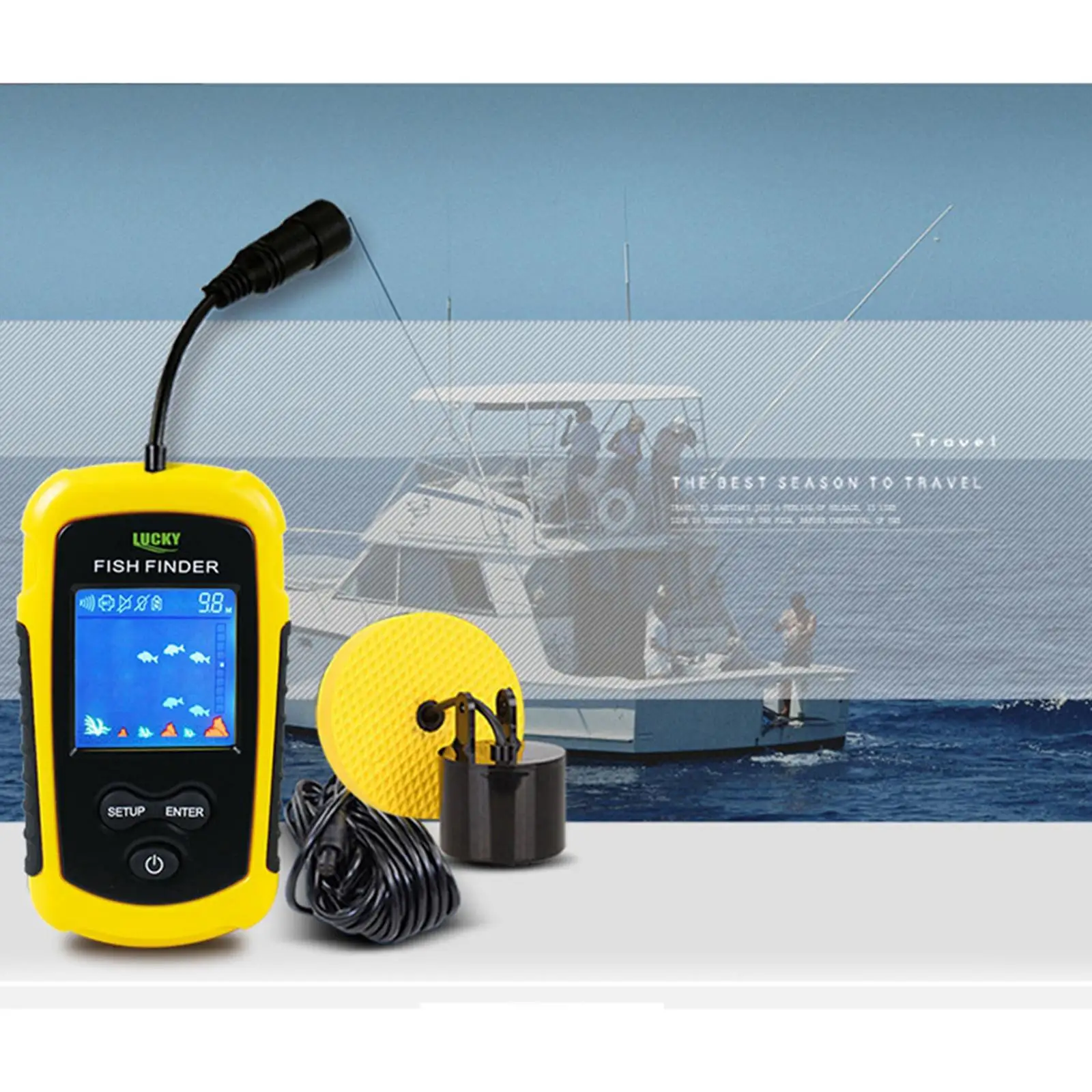 Fish s Alarm Portable Sonar LCD Fishing Lure Bait Sounder Carp