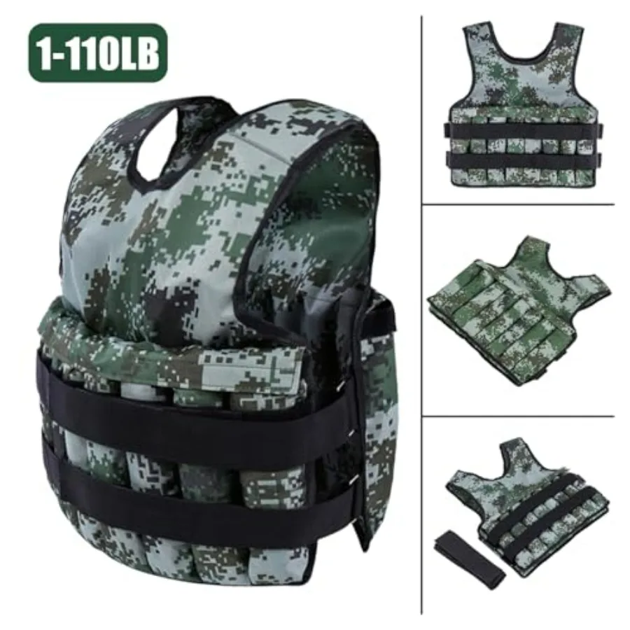 110lb Max Load Weighted Vest with Fastener Tape for Strength Training and Sport Running Adjustable Body Weight Vest for Men and