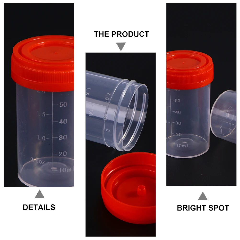 Cup with Lid Cup with Scale Fluid Sample Container Urine Collection Specimen Cups Lids Specimen Bottle