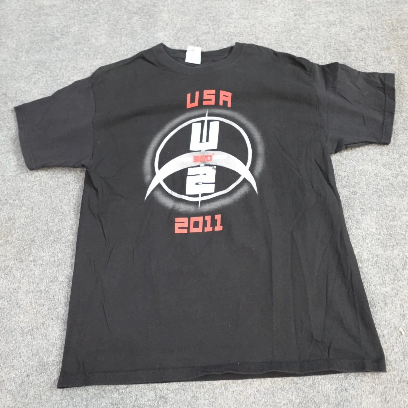 U2 360 Tour T-Shirt L Nero Double Sided 2011 Unisex Fit