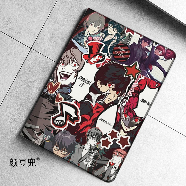 Persona P5 Anime Game Per Samsung Galaxy Tab A7 Lite 8.7 2021 Custodia S9 Plus Tri-Fold Stand Cover Galaxy Tab S6 Lite Tab S8 Plus