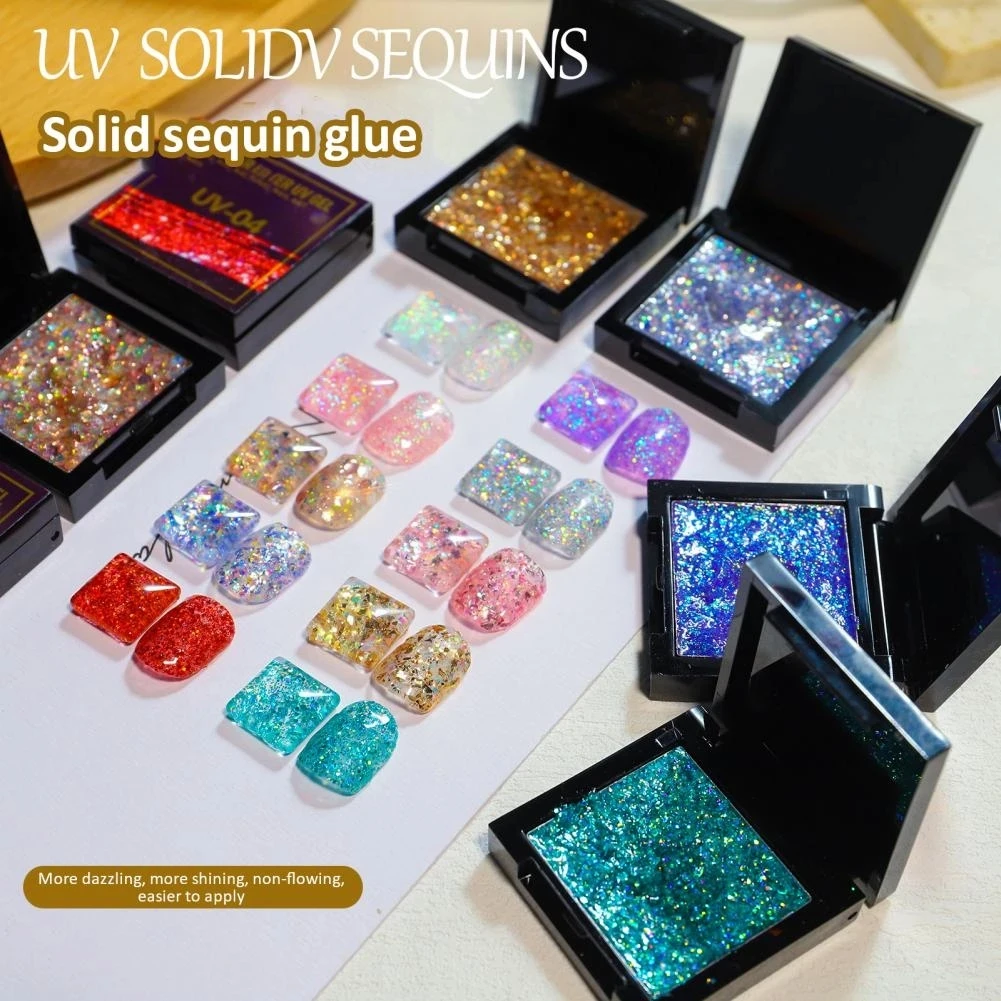 3g/box Solid Glitter UV Gel Polish Nail Art,Chameleon Chips Diamond UV