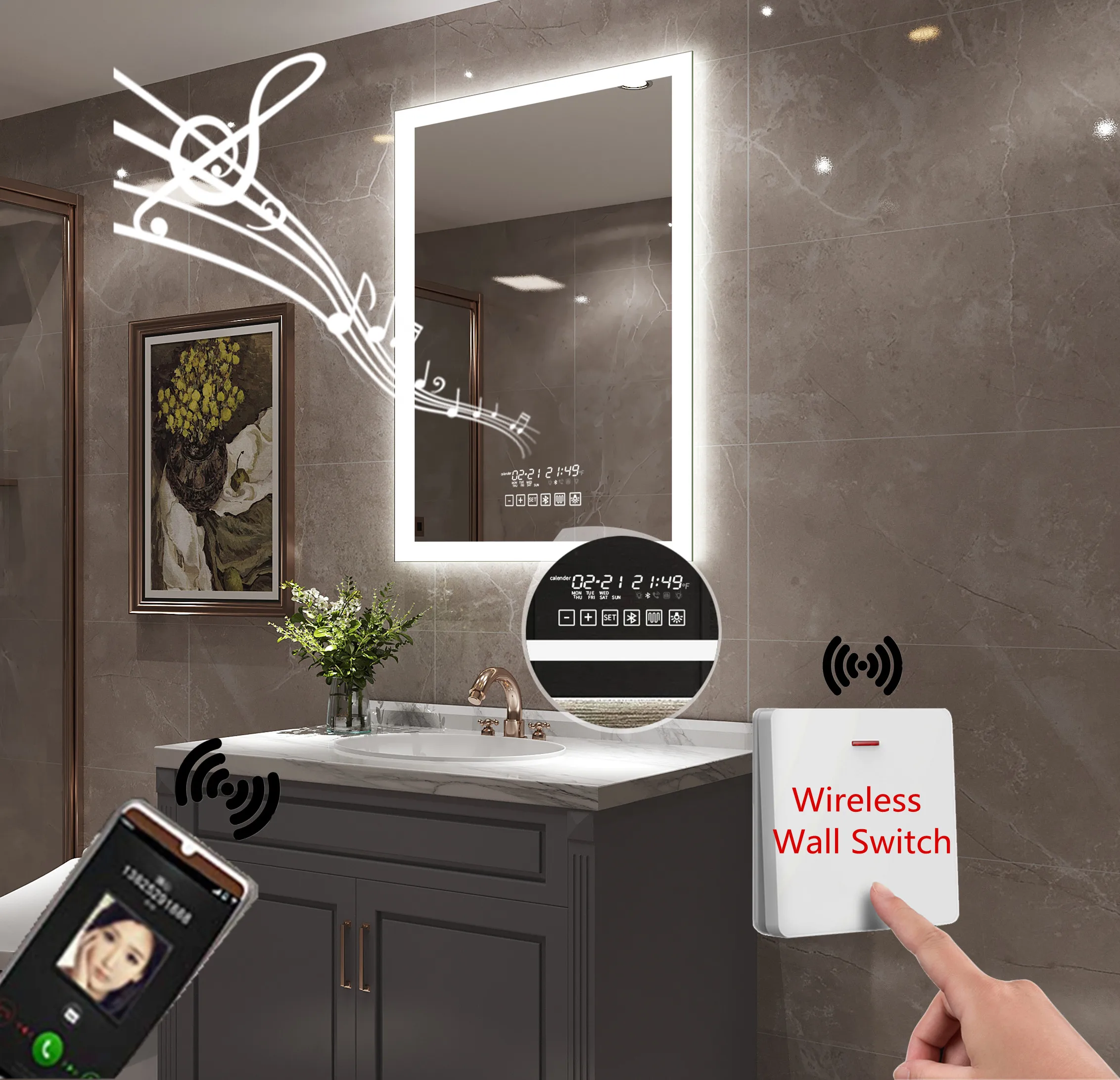 Wireless 2024 led mirror