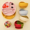 Personalized Name 4PCS Baby Silicone Dinner Sets Toddler Plate Suction Bowl Eating Training Spoon Fork Children's Tableware 3