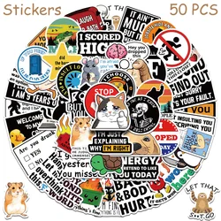 Cartoon Snarky Meme Stickers Set - Fun Aesthetic Decals for Phone, Scrapbook, Skateboard, and More (50pcs)