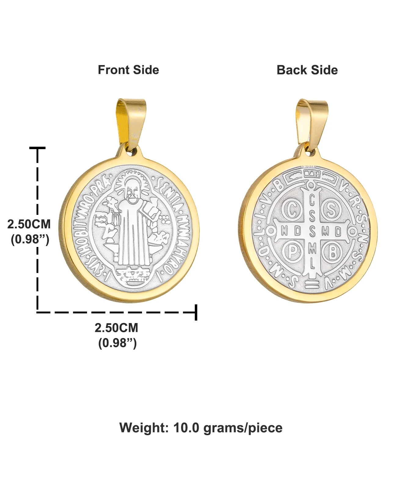 Stainless Steel St. Benedict Medal Pendant