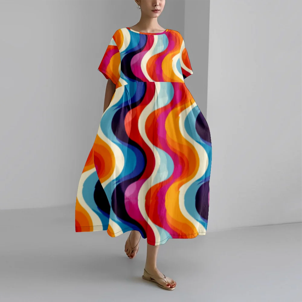 

Summer Dress Fashion Line Dresses Beach Luxury Stylish Oversize Dress Women Popular Clothes Party Vestido Girl Elegant Robe