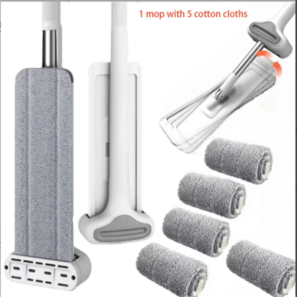 Flat Floor Mop 360&deg; Rotatable Flat Floor Mops Lazy No Hand Washing Floor Floating Mop Reusable Kitchen Livingroom Cleaning Wet Dry Tools
